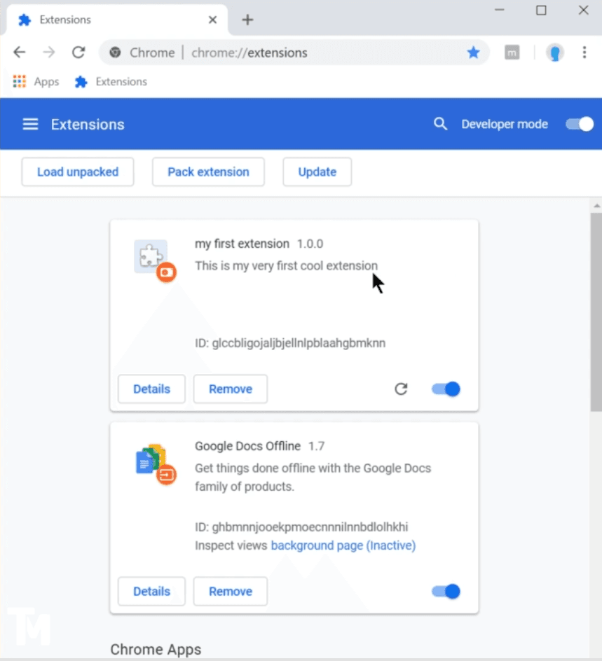 Extension load unpacked