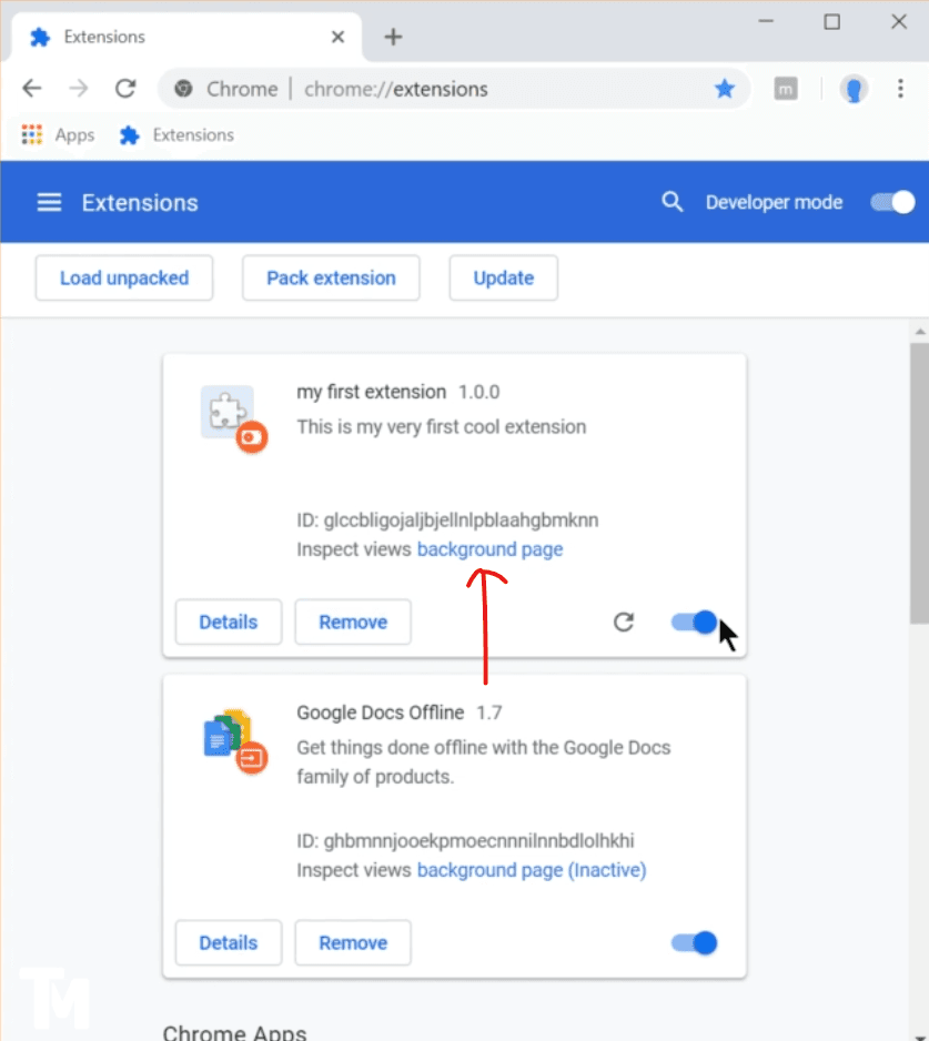 Extension load unpacked