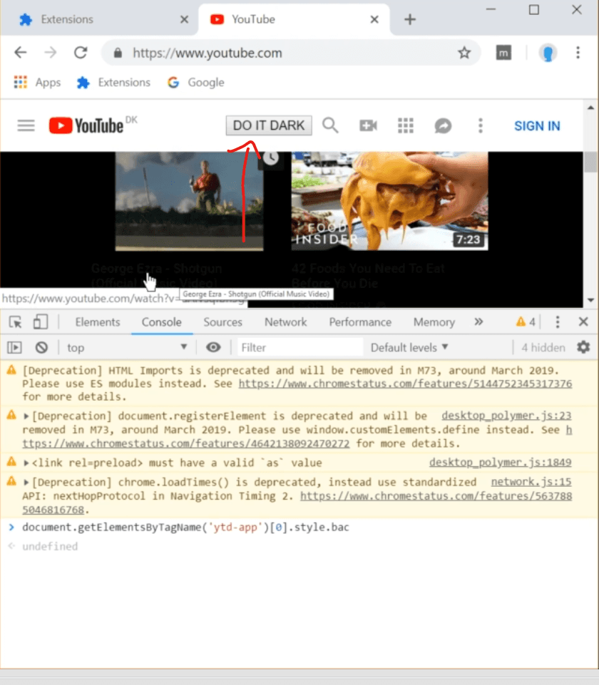 Extension load unpacked